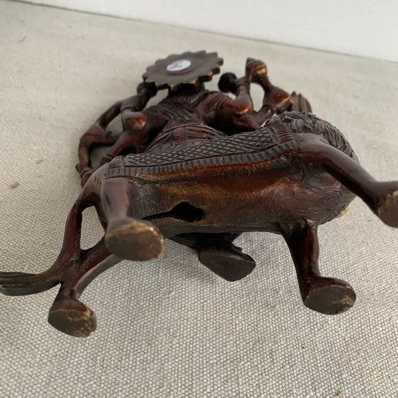 Durga & Lion Brass Statue Figurine with Antique Bronze Gold Finish - Picture 9 of 12